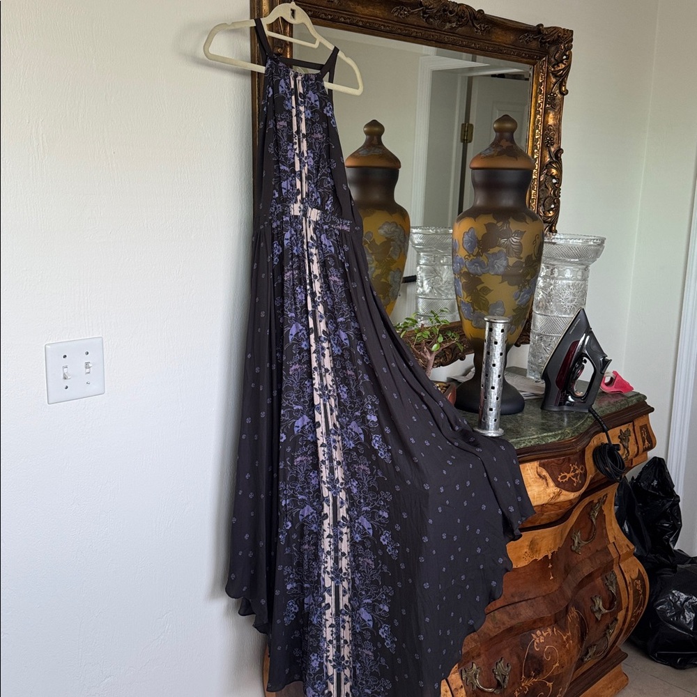 Free People Black and Purple Maxi Dress